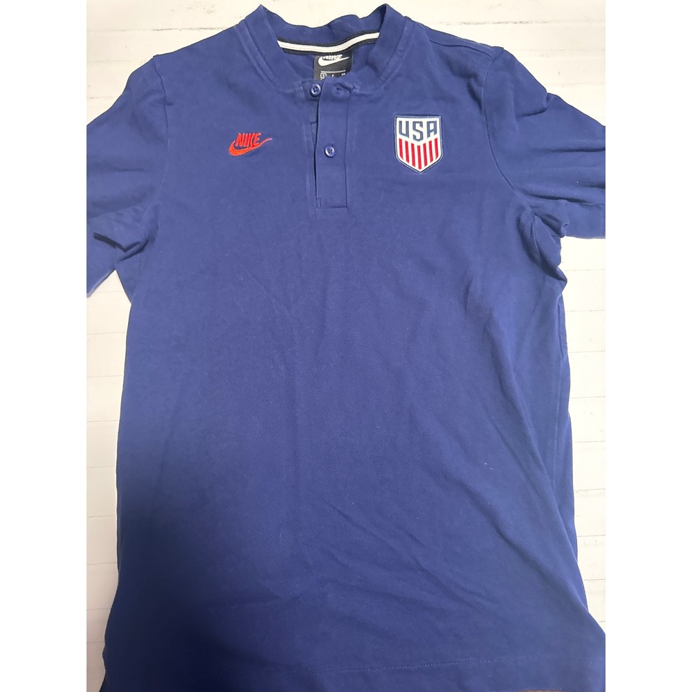 Nike USWNT Polo Shirt Women Small Navy Blue Excellent USA Soccer‎ Crest